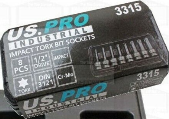 US PRO Tools 8pc 1/2"" Dr Long Impact Torx Bits Socket Set T30 - T80 3315