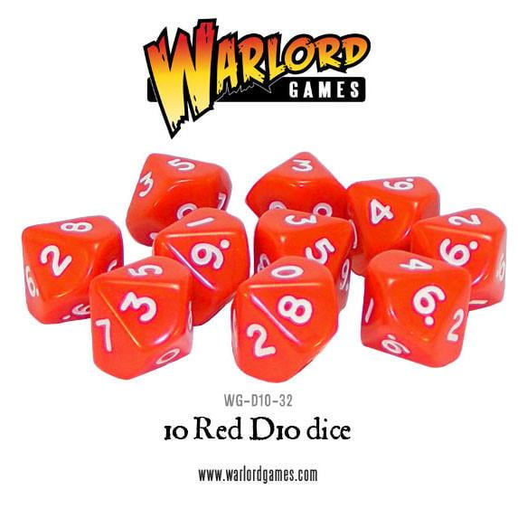 10 Red D10 - Dice - Wargaming - Warlord Games