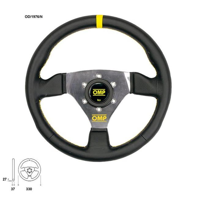OD/1976/N OMP TRECENTO STEERING WHEEL 300mm SMOOTH LEATHER & BLACK SPOKES