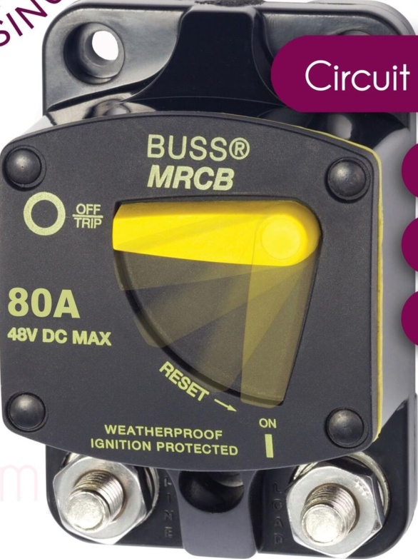 Blue Sea 7142 Surface Mount 187 Series 80A Marine Rated Circuit Breaker DC