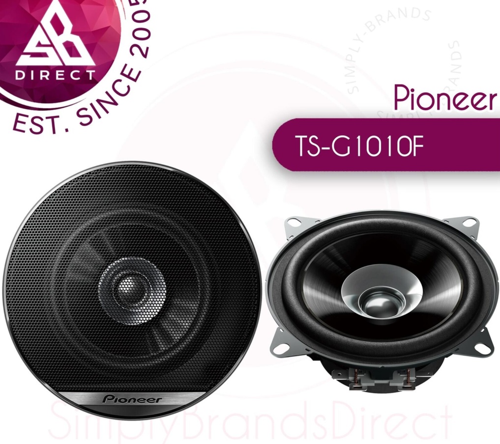 Pioneer TS-G1010F 10cm (4"") Dual Cone Car Speakers Pair 190W Max + Grilles