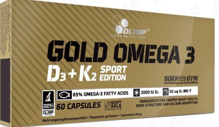 OLIMP GOLD OMEGA 3 D3+K2 SPORT EDITION fatty acids vitamin D K E 60 caps