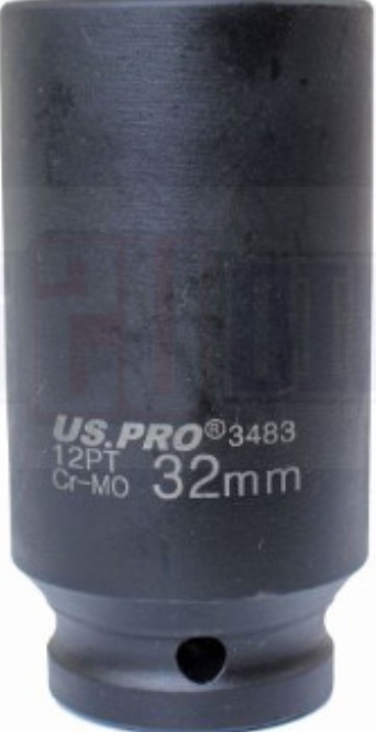 US PRO 32MM HUB NUT SOCKET DEEP IMPACT AXLE SOCKET 1/2"" INCH DRIVE BI HEX 12pt