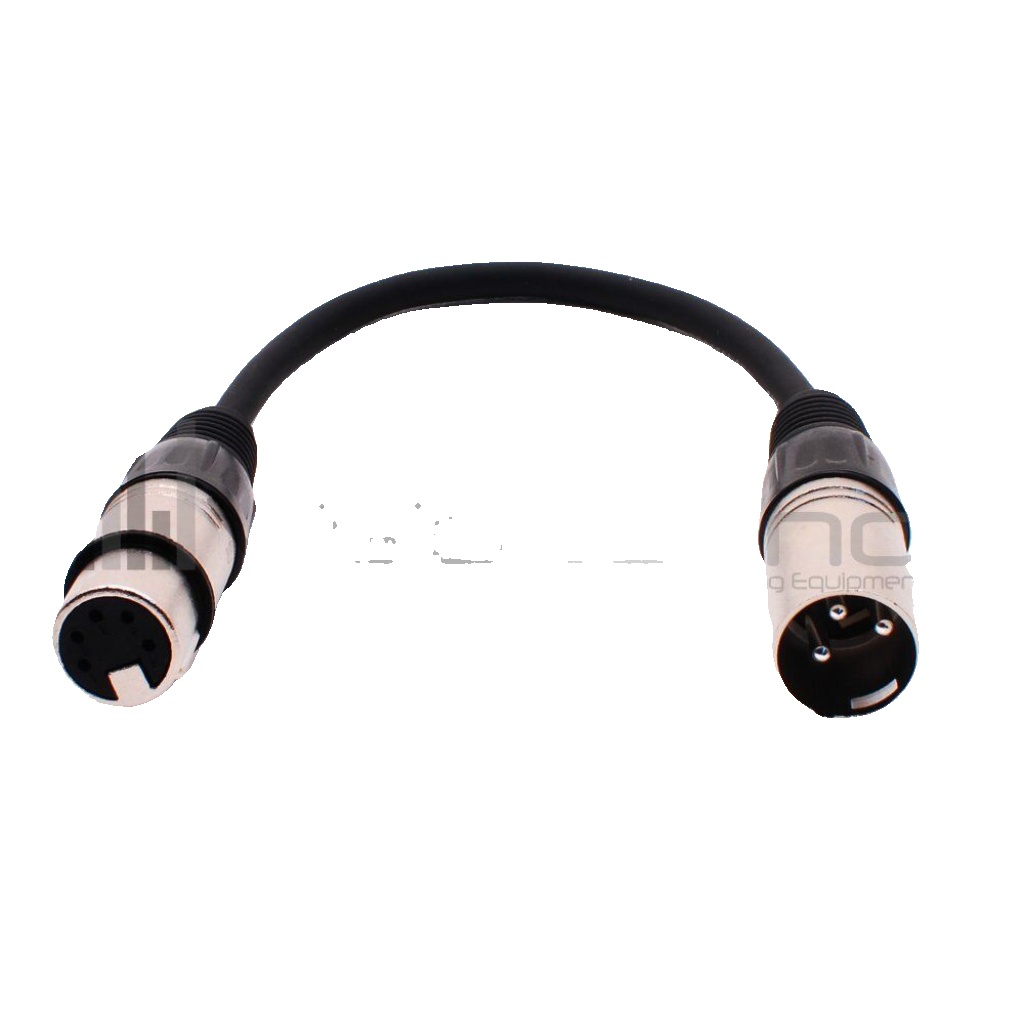 VisioSound DMX Adaptor Lead - 3-Pole XLR Male to 5-Pole XLR Female - 0.22m