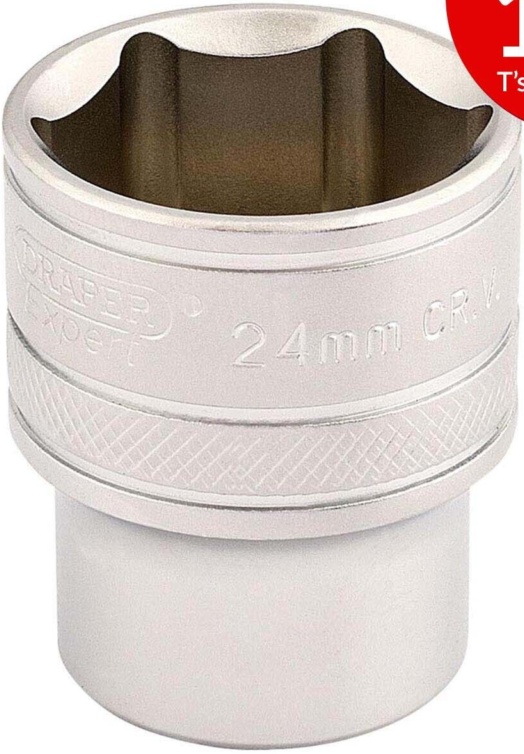Draper 16615 6 Point Metric Socket 1/2"" Sq Dr 24mm