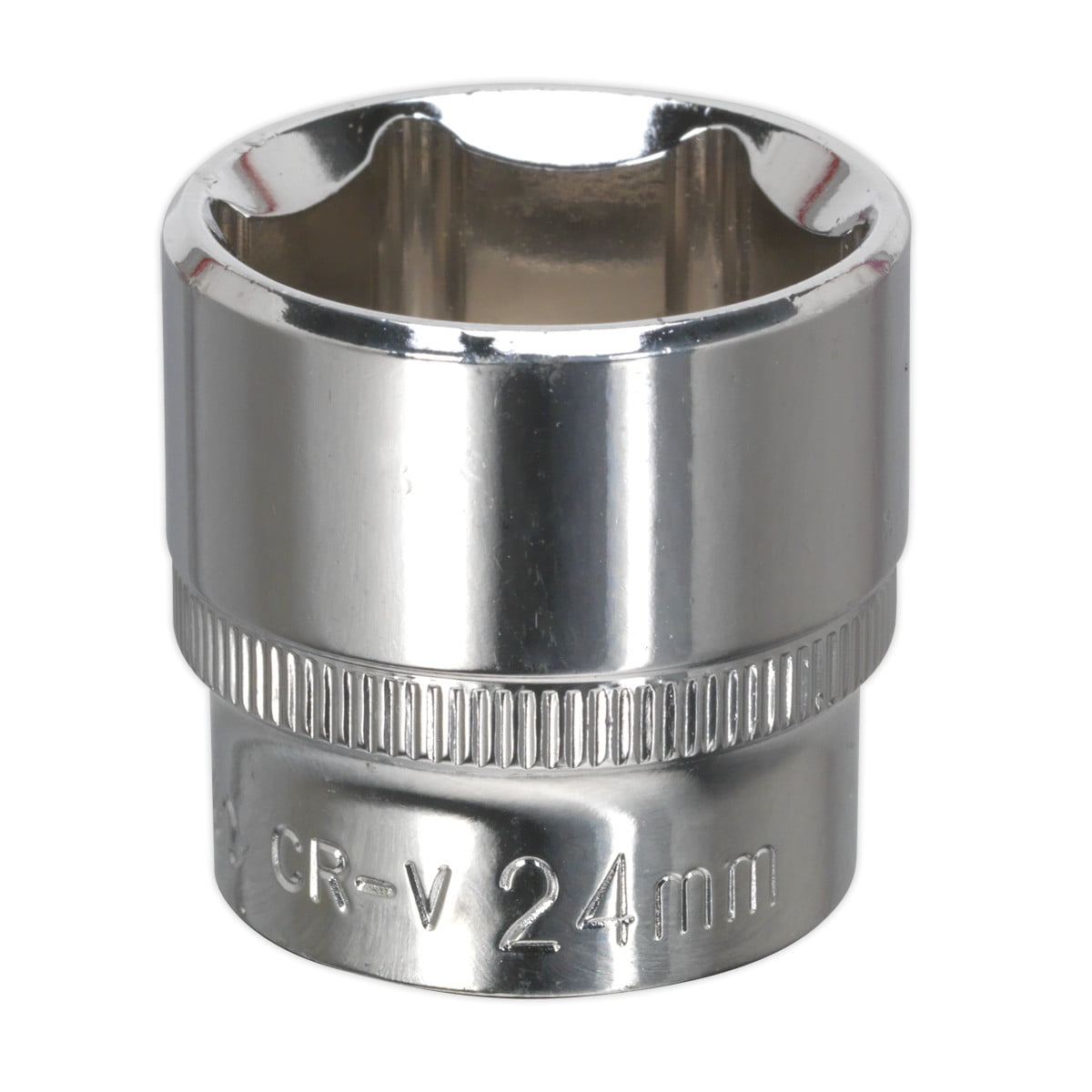Sealey SP3824 Premier Fully Polished Socket 3/8""Sq Drive 24mm