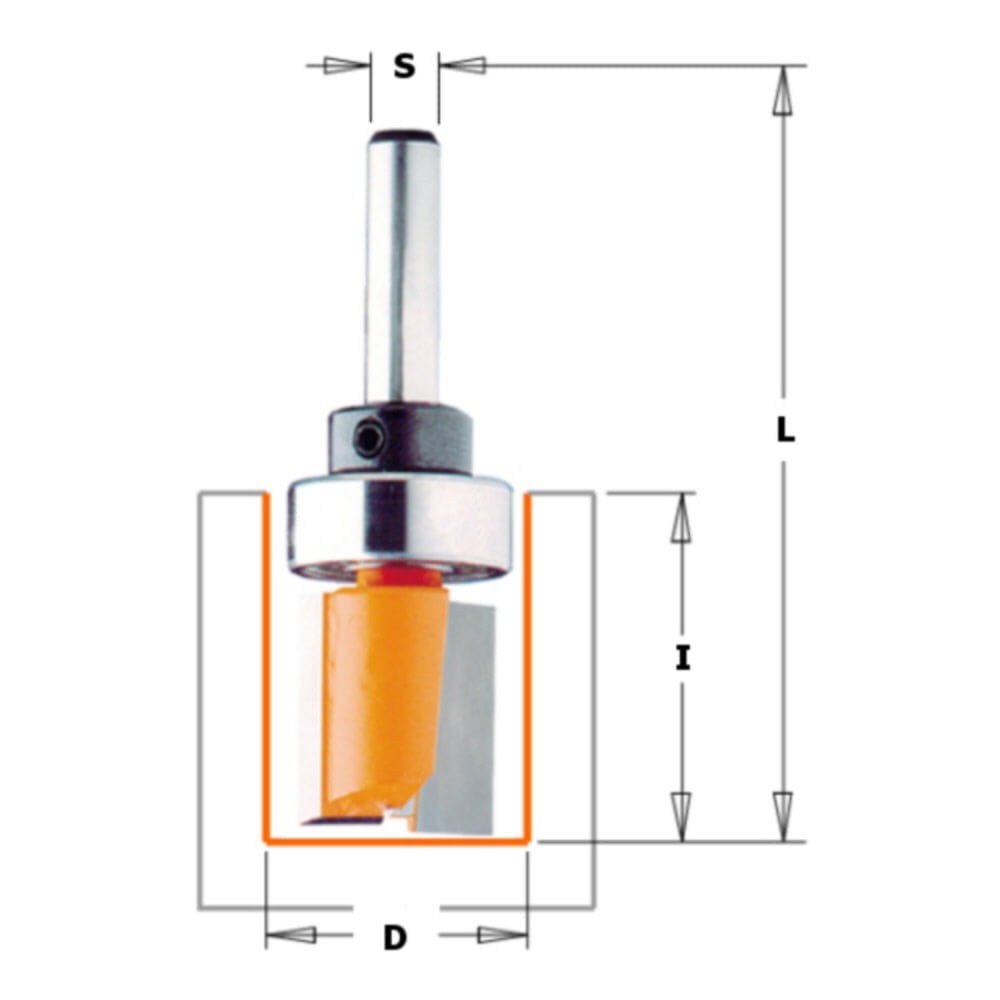 CMT Template Pattern Router Bit - 15.87 dia x 12.7mm cut x 1/4 shank
