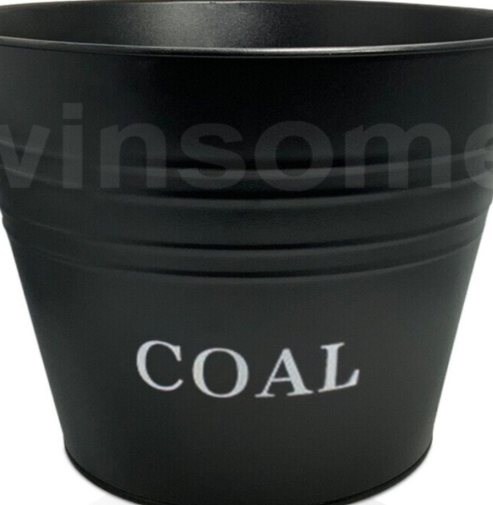 Vintage 12L Cast Iron Coated Coal Bucket Heavy Duty Basket Fireside Log Scuttle