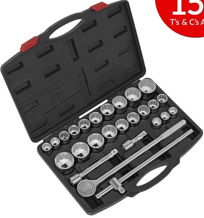 Sealey AK2582 Premier Metric/Imperial Socket Set 3/4""Sq 12-Point 26pc
