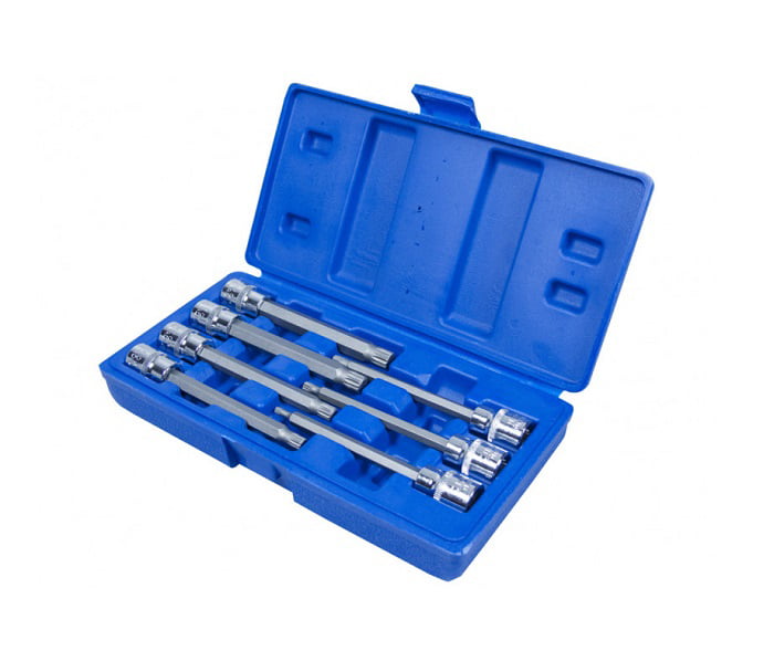 SPLINE BITS SOCKET SET LONG REACH 7 PIECES 3/8"" DRIVE M4 - M10, BLUE SPOT 01512