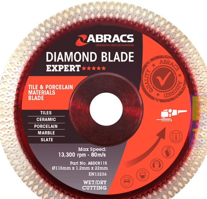 Abracs Expert ABDCR115 115mm x 22mm tile, ceramic, porcelain cutting blade disc