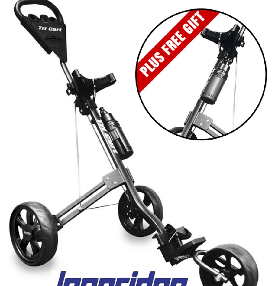 LONGRIDGE TRI-CART EZE GLIDE GOLF TROLLEY / GOLF PUSH CART +FREE WATER BOTTLE