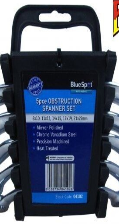BlueSpot - 5 PCE Metric Obstruction Spanner Set (8-22mm)