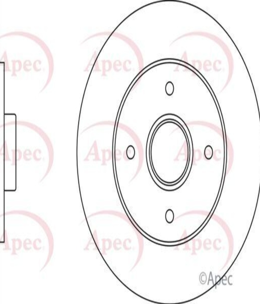 Braking System Brake Disc APEC DSK250 Rear Solid Fits Renault 19 Clio Megane