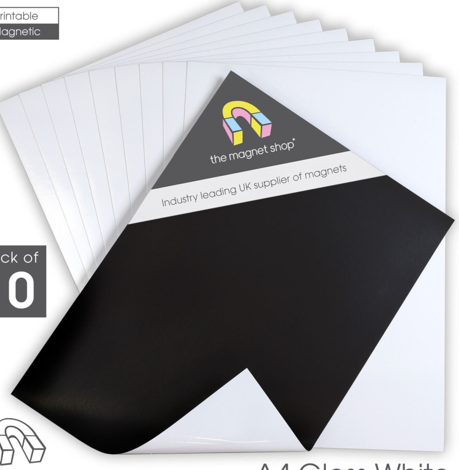 10 Magnetic Inkjet Photo Paper Sheets A4 GLOSS Printable Fridge Magnet, Printing
