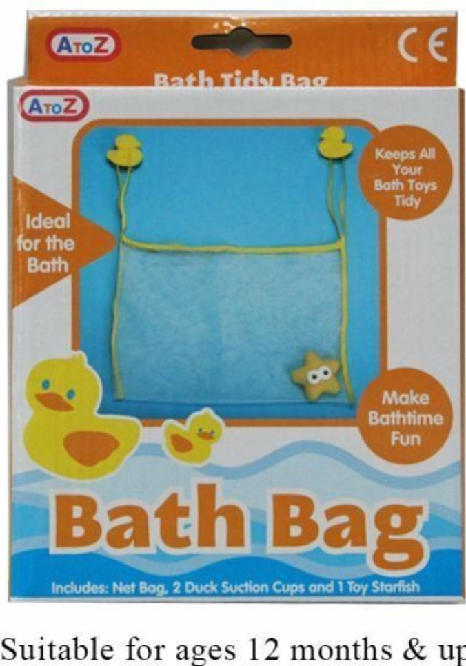 Rubber Duck Bath Tidy. Duck Bag With suction cups & Toy. Splash Fun Play Learn