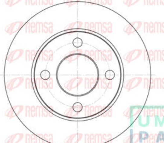 2x Brake disc Rear Axle solid 6120.00 REMSA for AUDI RENAULT