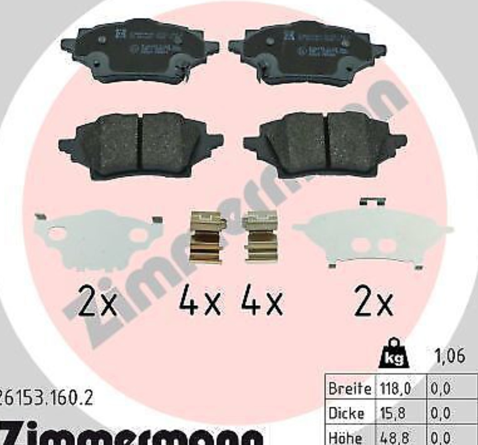 ZIMMERMANN 26153.160.2 Brake Pad Set, disc brake for MAZDA,SUZUKI,TOYOTA