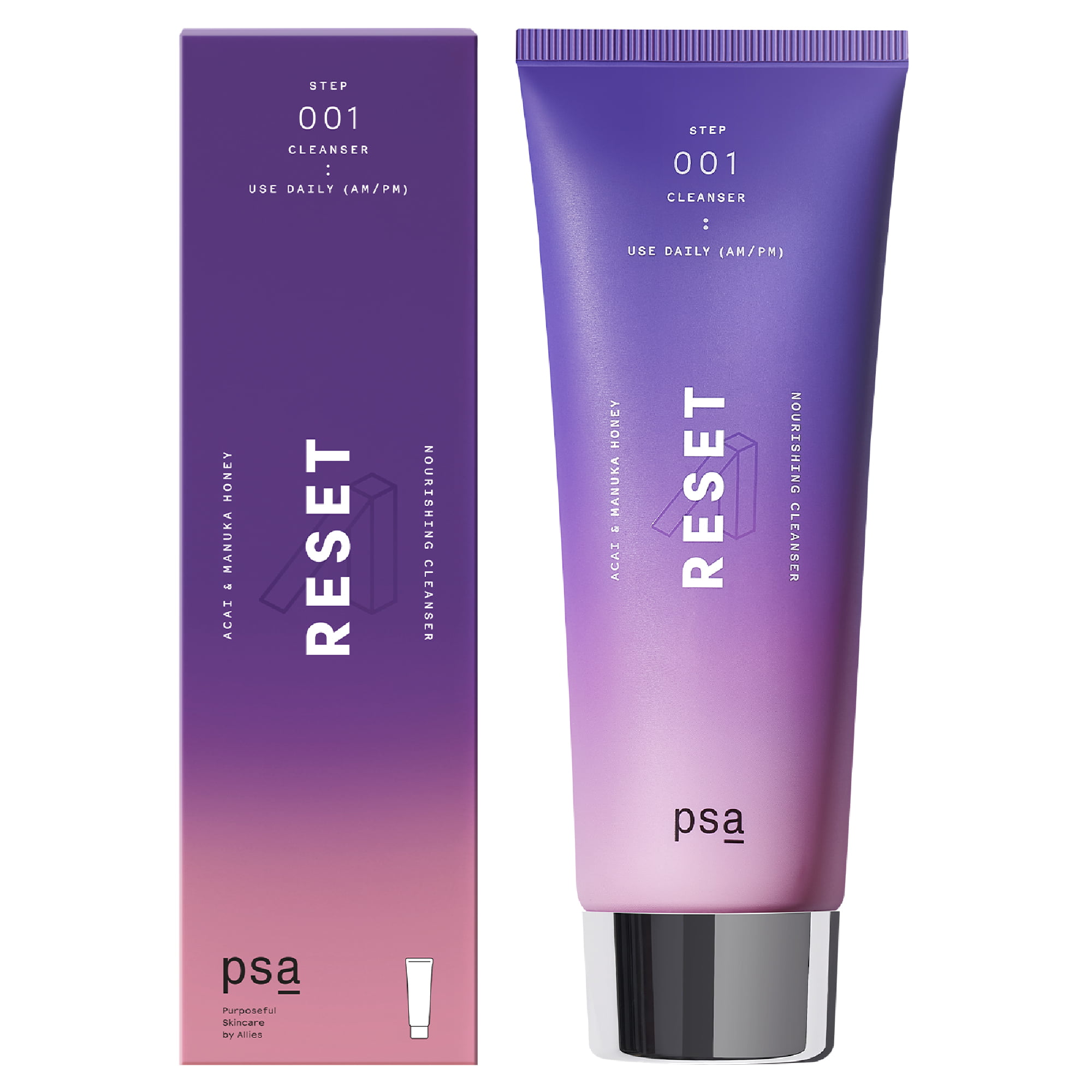 Purposeful Skincare Psa - Reset Acai + Manuka Honey Nourishing Cleanser | Acai + Pomegranate Extract Manuka Honey Umf 17 Yogurt Grapeseed Oil