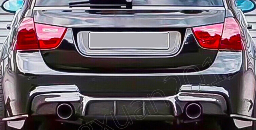 FOR BMW E90 E91 3 SERIES M SPORT REAR DIFFUSER DUAL EXHAUST CARBON FIBER LOOK UK