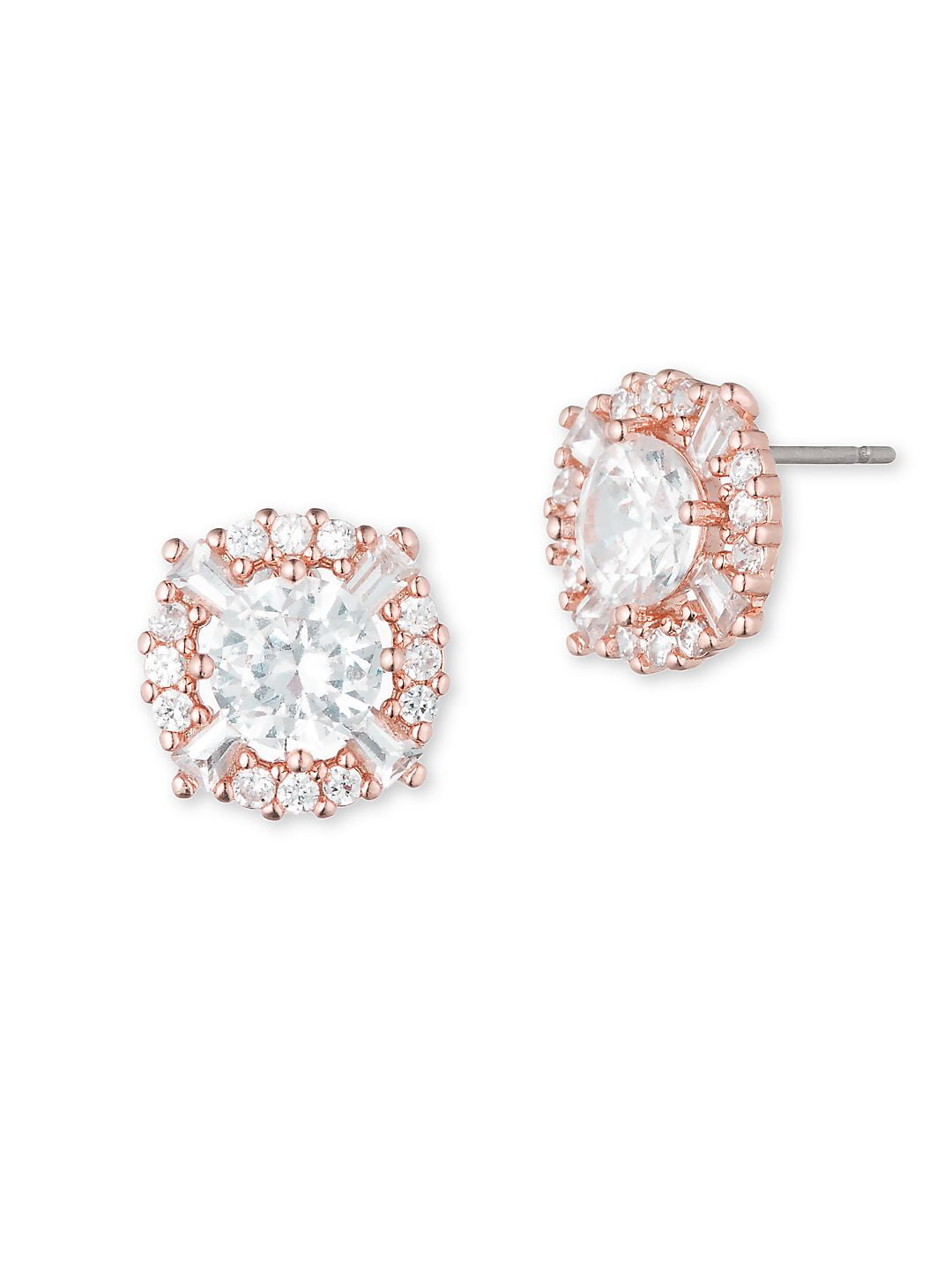 Anne Klein Jewellery Women's Pave Halo Stud Earrings - Rose Gold & Crystal