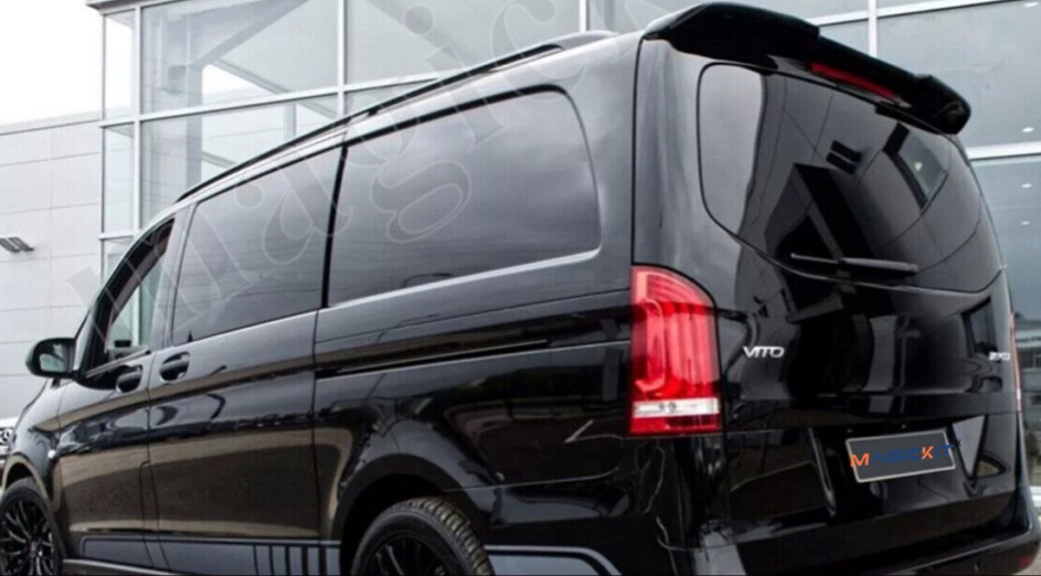 FOR MERCEDES VITO W447 2015 ONWARD REAR TAILGATE ROOF SPOILER WING GLOSS BLACK