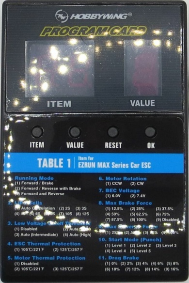 HW30501003 HOBBYWING LED PROGRAM CARD XERUN EZRUN MAX 8 10 MAX8 MAX10