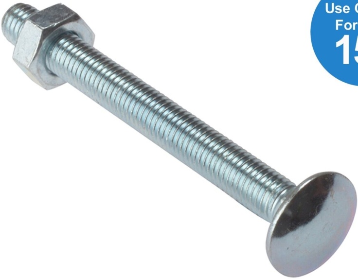 Forgefix Carriage Bolt & Nut Zp M8 X 180Mm Bag 10 FORCB8180M