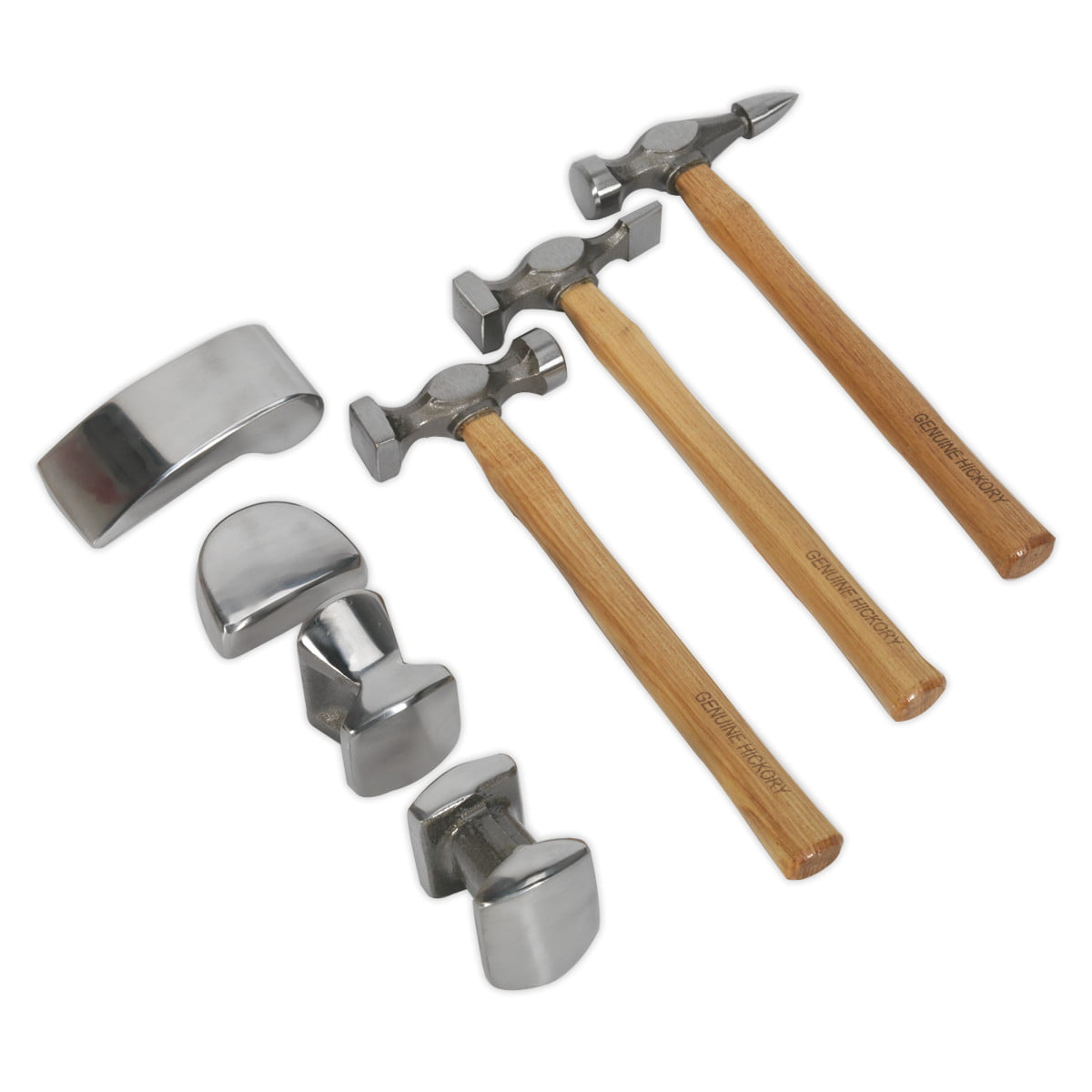 Sealey Panel Body Beating Set CB507 Drop Forged Hickory Shaft Hammer Dolly Pick