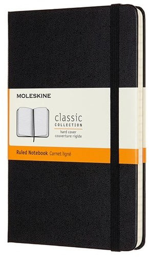 Notebook Ruled Medium Black Hardback