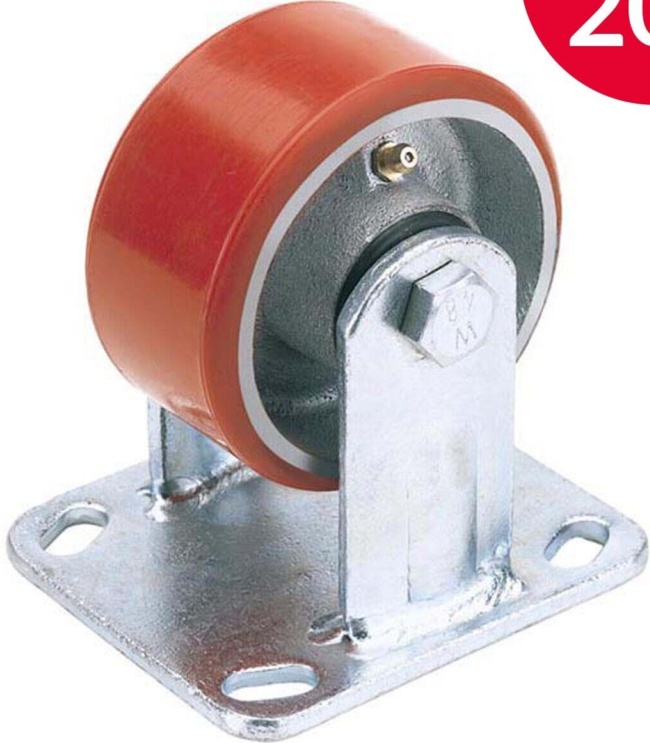 Draper 65528 Fixed Plate Fixing Heavy Duty Polyurethane Wheel 125mm Diameter SWL