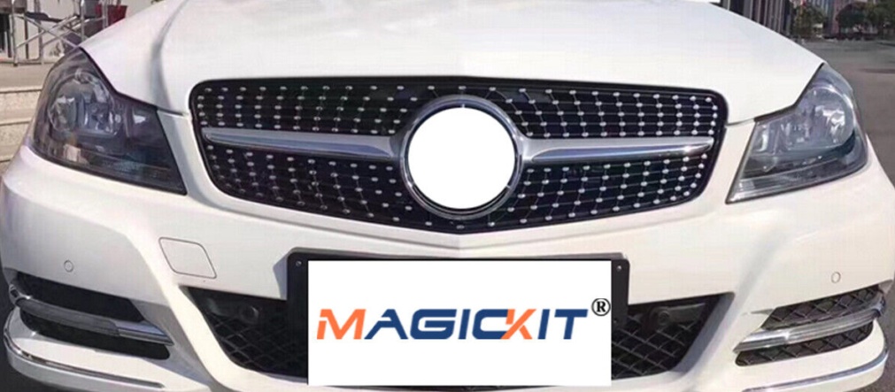 AMG STYLE SILVER FRONT BADGE GRILL GRILLE FOR MERCEDES BENZ C CLASS W204 07-14