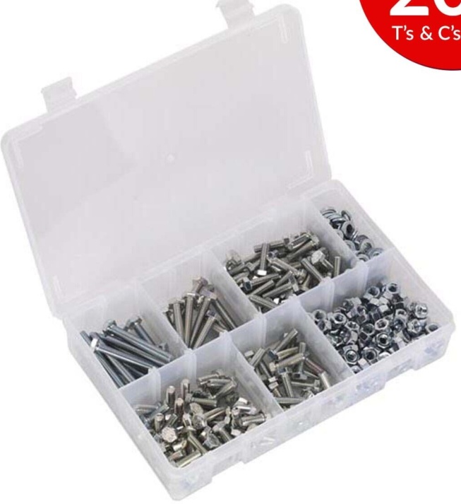 Sealey AB050SNW High Tensile Setscrew, Nut & Washer Assortment M6 408pc