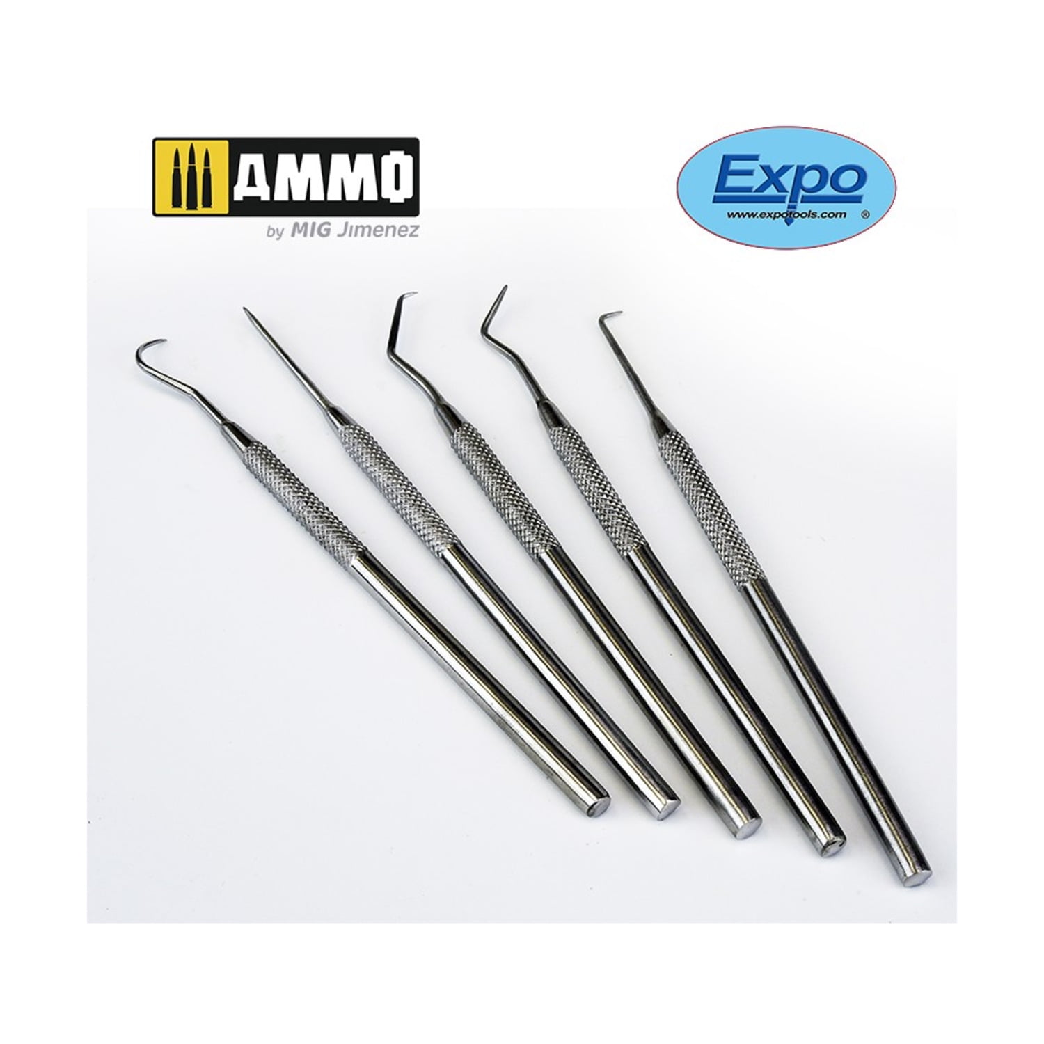 Probe Set 5pc Stainless Steel Hook & Pick in plastic wallet Expo Tools 70839