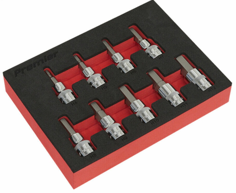 Sealey AK6240 Premier Hex Socket Bit Set 3/8""Sq Drive 9pc