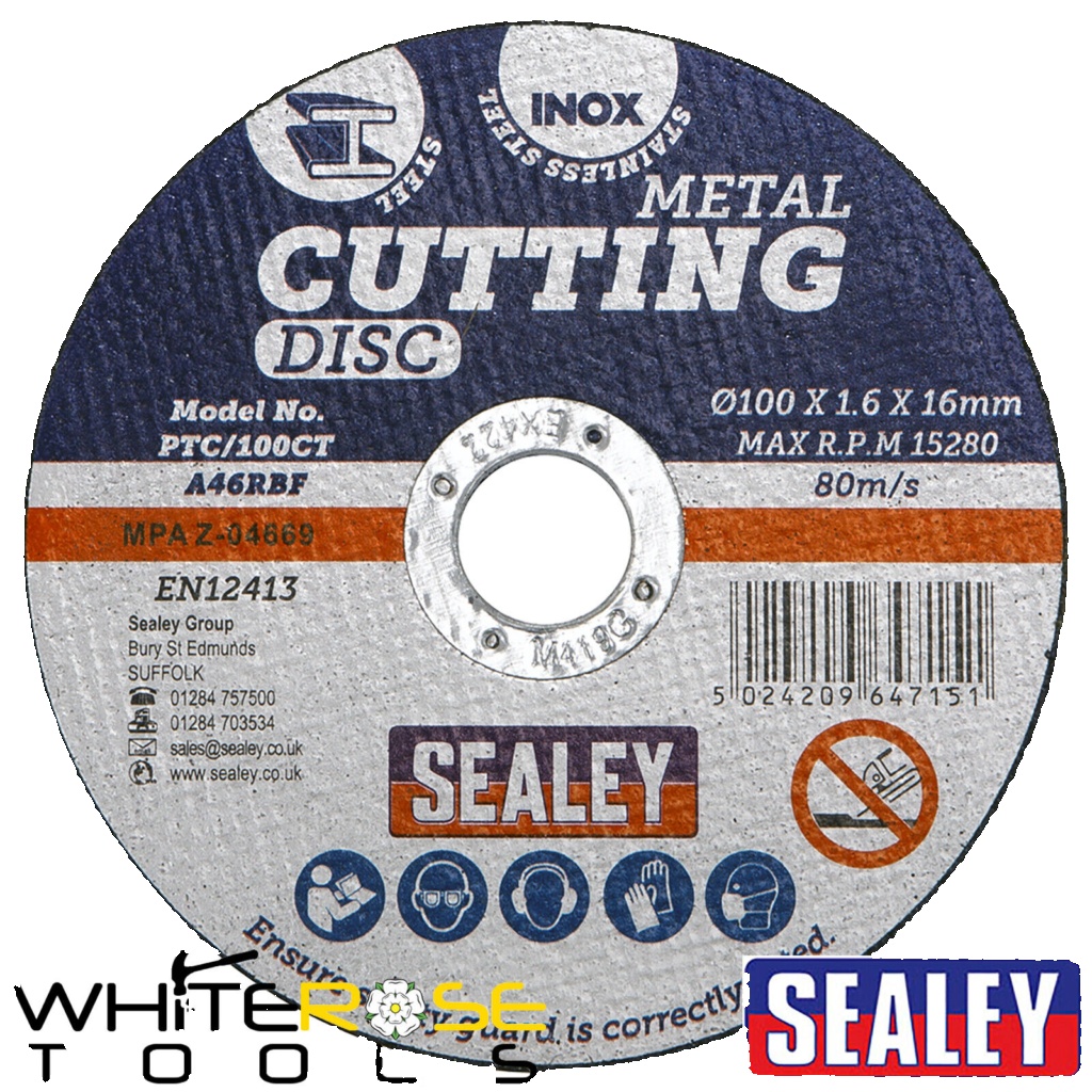 Sealey PTC-100CT 100 x 1.6mm Cutting Disc 16mm Bore