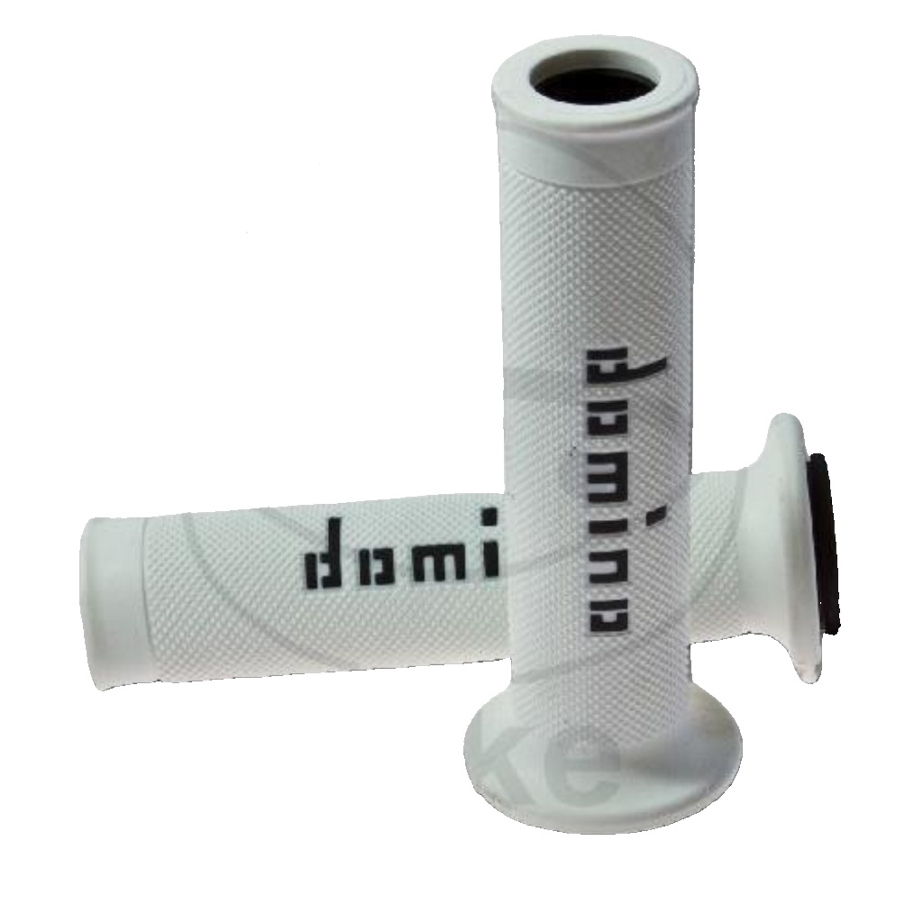 Domino Road Racing Motorcycle Open Ended Grips - White / Black (For 22mm Bars)