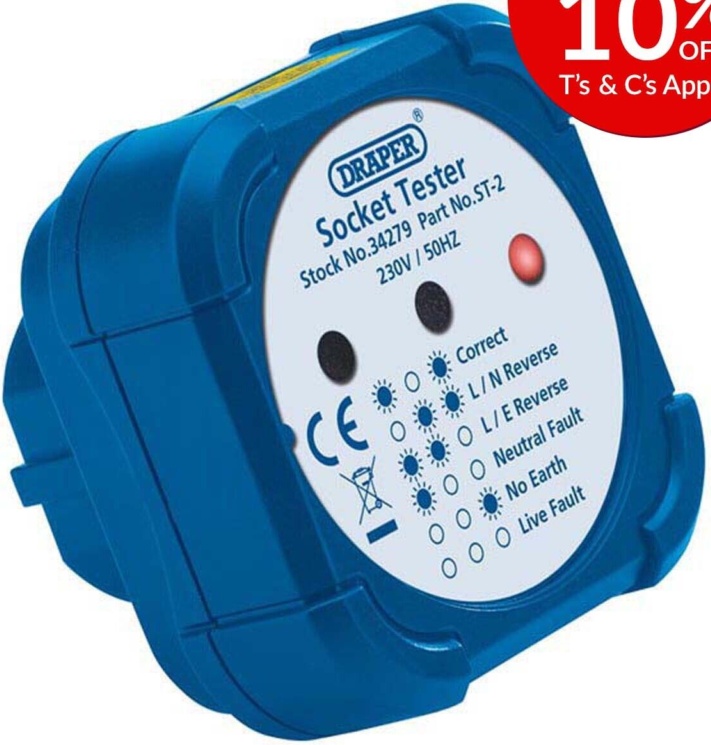 1x Draper 13A Socket Tester - 34279 - Image 3