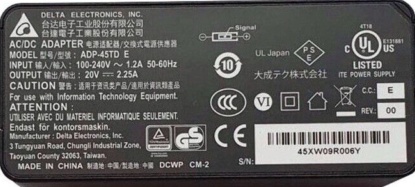 Replacement Delta AC Adapter Charger Lenovo ADLX45NDC3A 45W Rectangular USB Type