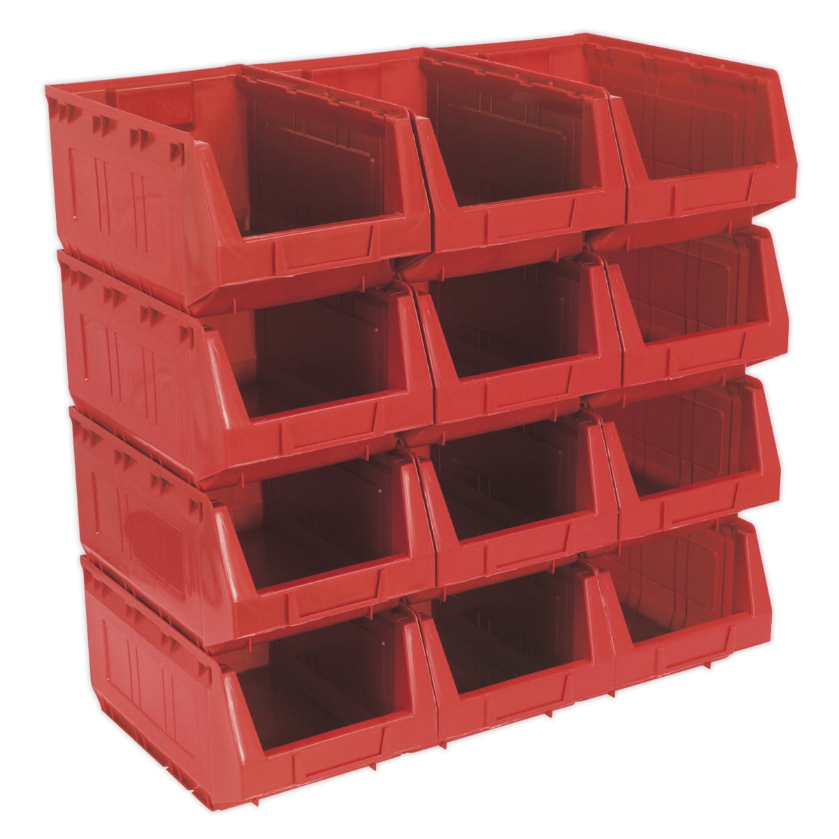 Sealey Plastic Storage Bin 209 x 356 x 164mm RED Pack of 12 - Image 2