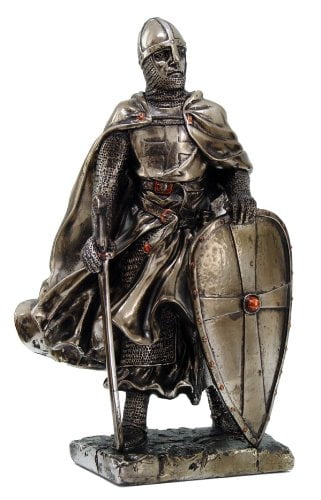 Pacific Giftware Silver Crusader Knight Statue Finishing Cold Cast Resin Statue 8713 Size 7