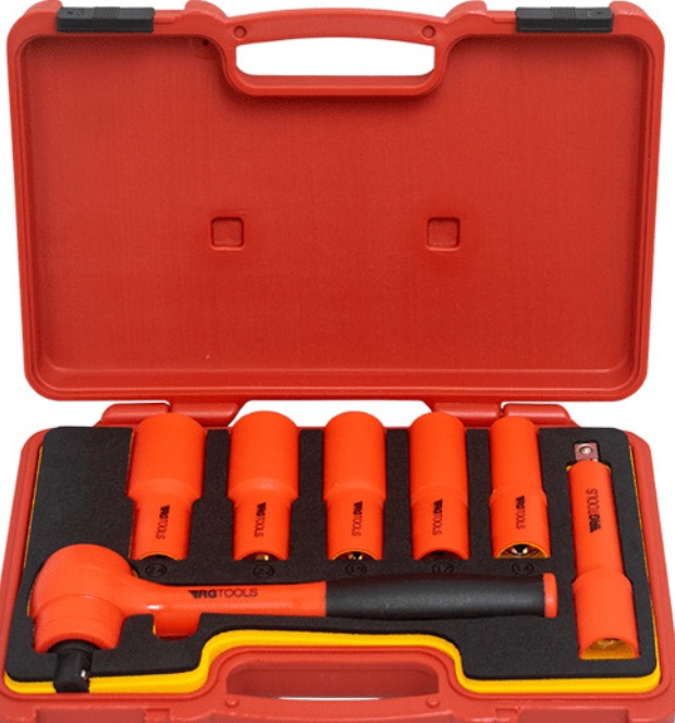 RG Tools VDE 1000V Insulated Socket Set – 1/2"" Drive – 7 Piece – EV Rated