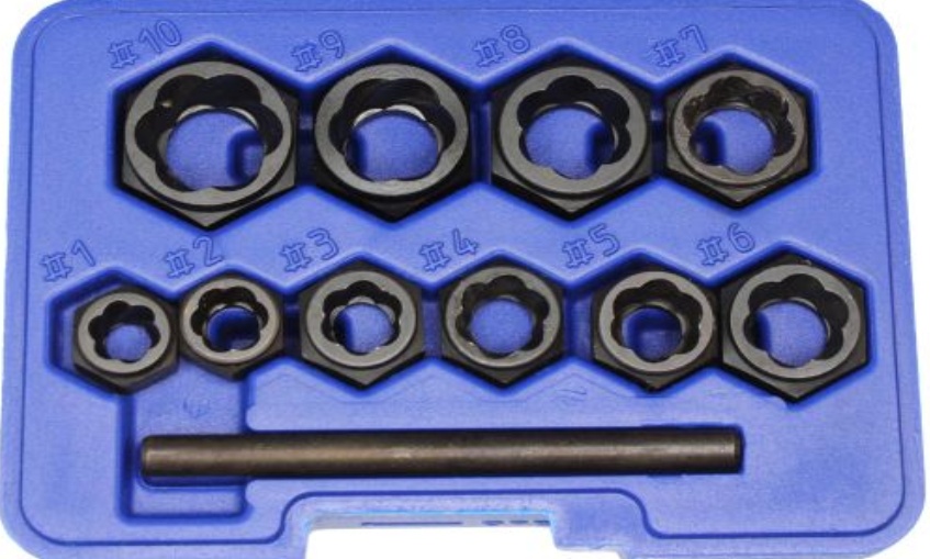 US PRO Tools 11pc Bolt Stud Extractor Set Damaged Heads Twist Nut Sockets 2648