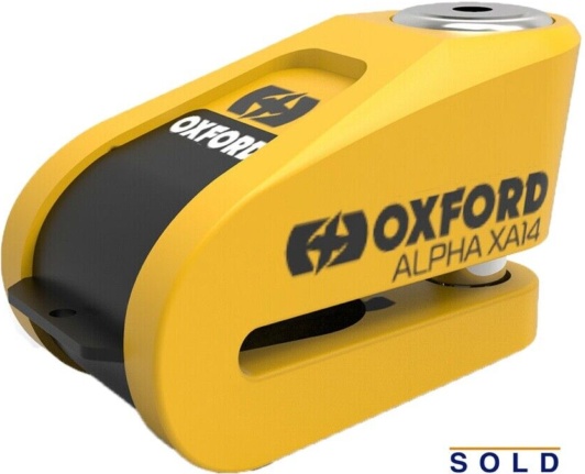 Oxford Alpha XA14 Alarm Disc Lock Motorbike Motorcycle Security Yellow / Black