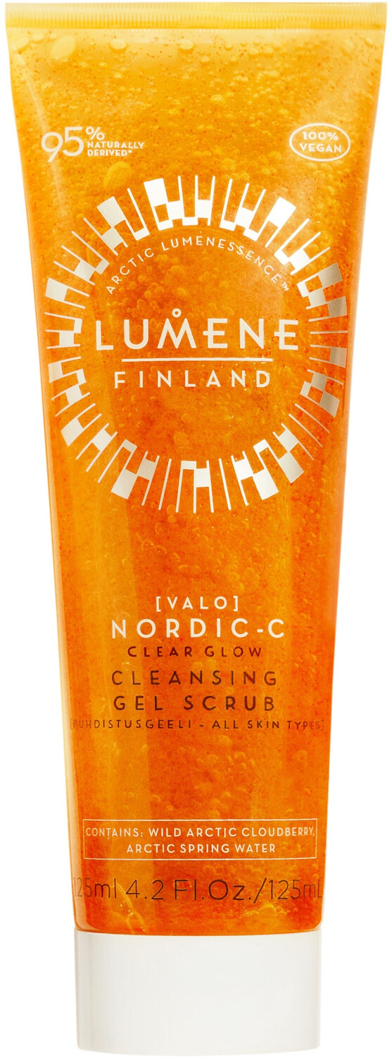 Lumene Nordic C Valo Clear Glow Cleansing Gel Scrub 125 Ml, Daily Gentle And Deep Face Exfoliation With Arctic Cloudberry