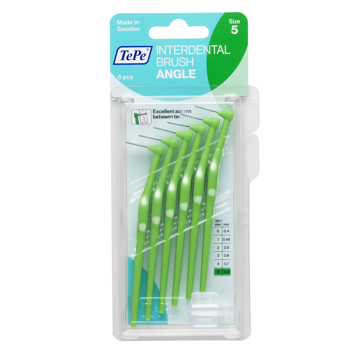 TePe Angle Interdental Brushes Size 5 Green 6 Brushes Oral Hygiene - Image 3