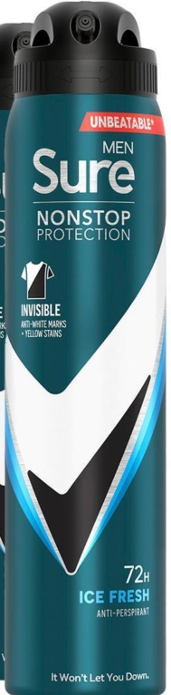 Sure Men Antiperspirant 72H Nonstop Protection Invisible Ice Advance Deo 6x250ml