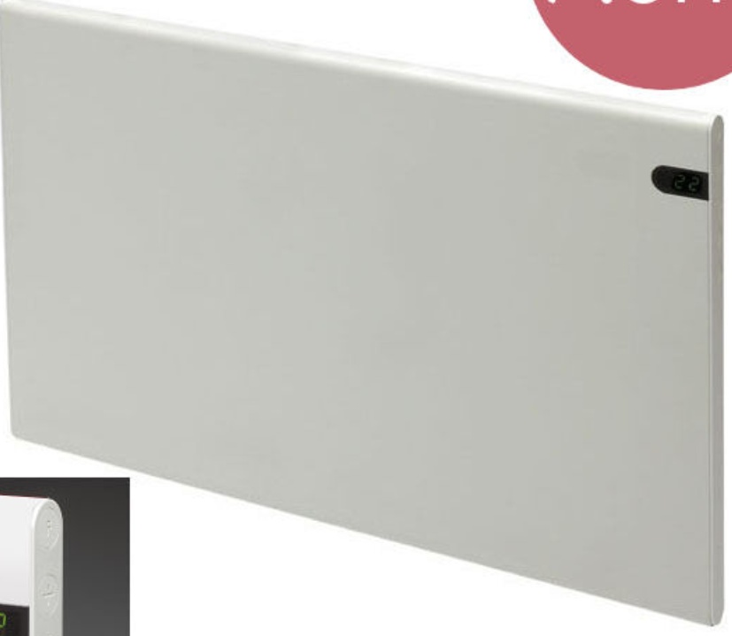 ADAX NEO Electric Panel Heater + Timer, Wall Mounted, 600W, White, Small, Lot 20