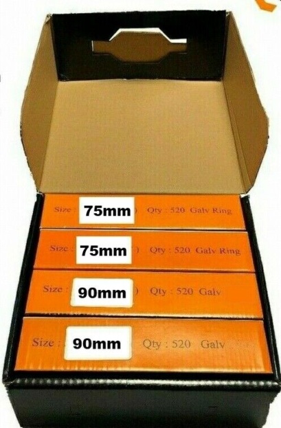 MIXED 2080 75mm & 90mm Galv Smooth Nails + 2 Fuel Cell for Paslode IM350/350+