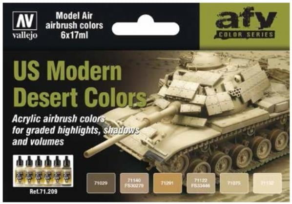 VALLEJO PAINTS MODEL AIR - US MODERN DESERT COLORS - 6 x 17ml BOTTLES - 71209